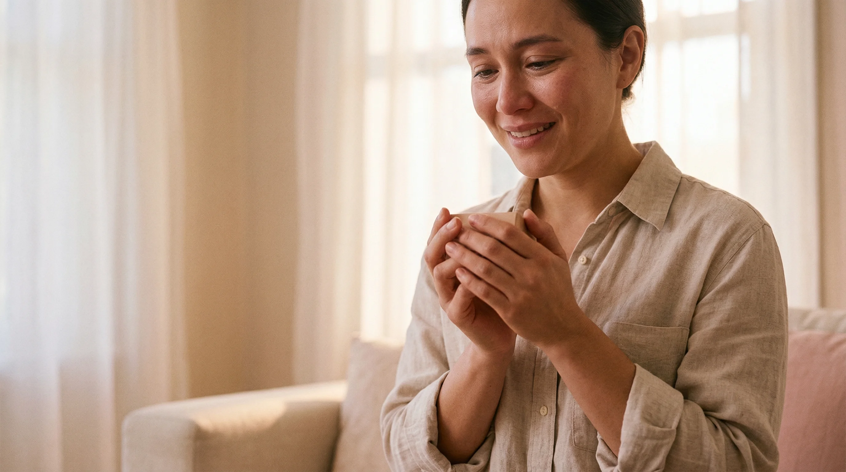 Beautifully wrapped meaningful gift in a warm, intimate setting with soft golden lighting